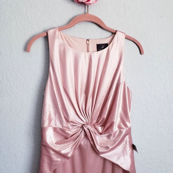Adrianna Papell Pink Champagne Velvour Twisted Gown - Picture 6 of 11